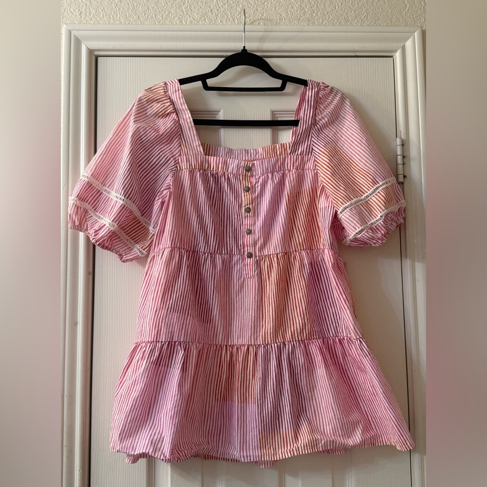 Anthropologie - Maeve pink striped top size small
